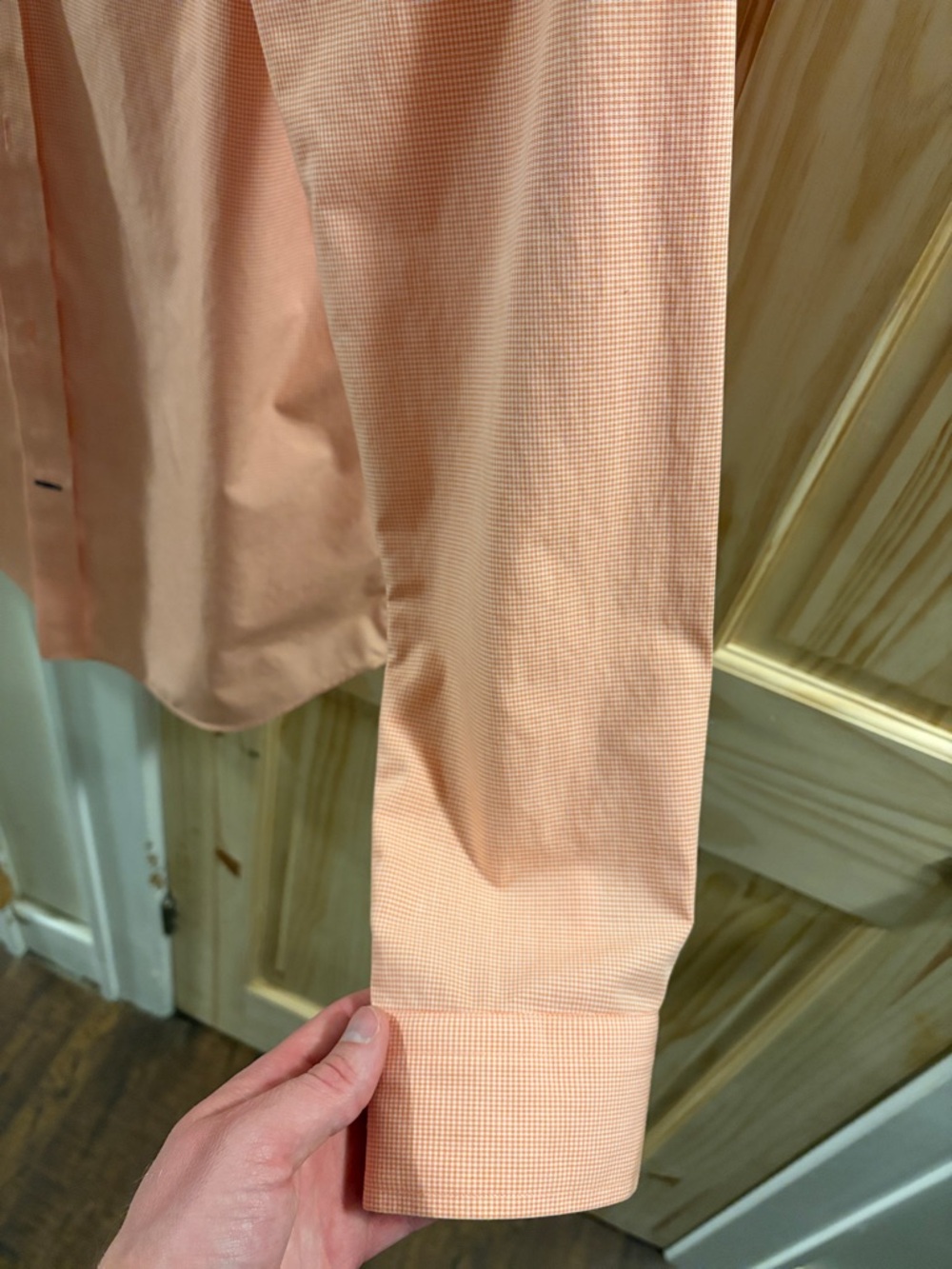 Banana Republic L(Tall) Men's Light Peach Long-Sleeve Dress Shirt - Picture 8 of 14